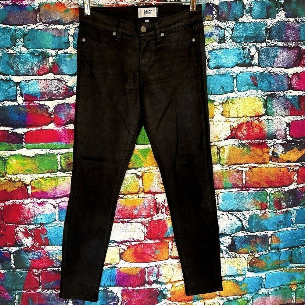 Paige Verdguo Ankle Black Silk Denim Jeans Size 26